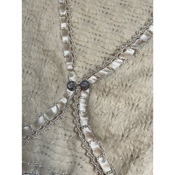 Vintage Karen Millen Knit Cropped Cardigan  Coquette Feminine Y2K Womans Large - Picture 10 of 15